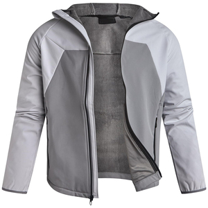 Veste softshell à capuche pour homme, coupe-vent, color block, fermeture éclair, décontractée, pour l'automne, coupe classique, en polyester - Product Image 4