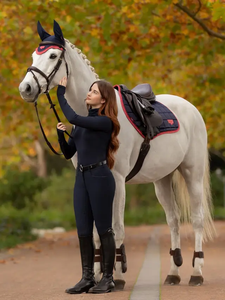 Luxury Orange Horse Dressage Saddle Pad Soft Fleece Foam Filled Leather Finish Lightweight Custom Logo <b>Equestrian</b> Gear - Product Image 2