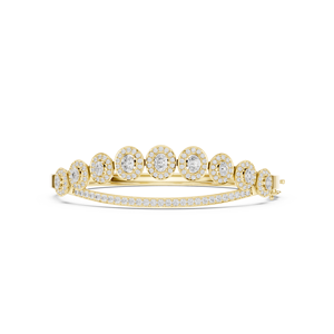 Luxury Yellow Gold Lab Grown Diamond Oval Halo <b>Bangle</b> <b>Bracelet</b> for Women Pavé Diamond Fine Jewelry - Product Image 2