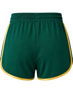 Shorts de sport pour femmes vert foncé et jaune, séchage rapide, respirant, pour la gym, le fitness, décontracté, été, taille élastique, vêtements de sport - Product Image 2