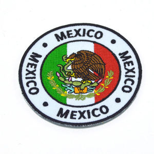 Luxury Mexico Flag Embroidered Patch Circular <b>Sew</b>-<b>On</b> <b>Badge</b> with Safety Pin Fabric Applique Custom Design - Product Image 3