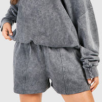 Nouvelle conception, ensemble court 2 pièces pour femme, de haute qualité, effet délavé, hiver, impression de logo personnalisée, shorts de haute qualité
