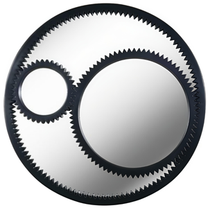 Miroir mural rond en bois sculpté Smart Art, design moderne, finition noire, cadre en MDF pour dressing, salon, couloir - Product Image 2