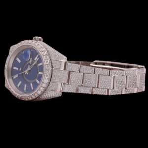 Trendy <b>Blue</b> Color Dial Fully Iced Out Luxurious Moissanite Diamond Stainless Steel Hip Hop Style Wristwatch <b>Man's</b> Jewelry - Product Image 2