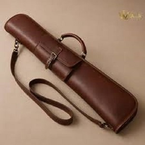 Genuine Leather Long Storage <b>Case</b> Outdoor Gear Carry Bag Adjustable Strap Travel Equipment Holder with Handle Design - Product Image 5
