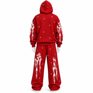 AMSEC INDUSTRY Survêtement Streetwear Personnalisé avec Sérigraphie Effet Délavé à l'Acide, Molleton Lourd 100% Coton, Sweat à Capuche Classique et Pantalon de Survêtement - Product Image 5