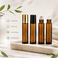 Flacon roll-on en verre ambré de 10 ml avec bille en acier pour l'emballage d'huiles essentielles