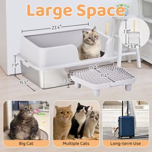 Lettiera per Gatti Extra Large in Acciaio Inossidabile con Coperchio e Filtro a Pedale per Gatti di Grandi Dimensioni - Product Image 6