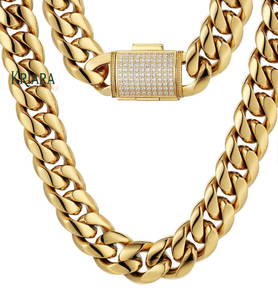 Collar de Cadena Cubana con Eslabones de Moissanita Chapado en Oro S925 para Hombre, Estilo Hip Hop, Joyería para Uso Diario - Product Image 1