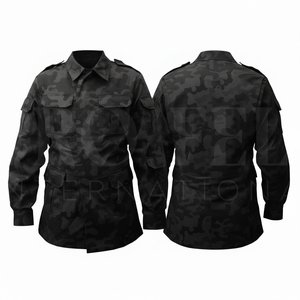 Veste longue de travail camouflage imprimée sur toute la surface, style moderne, multi-poches, fermeture à boutons en coton, veste d'extérieur - Product Image 2
