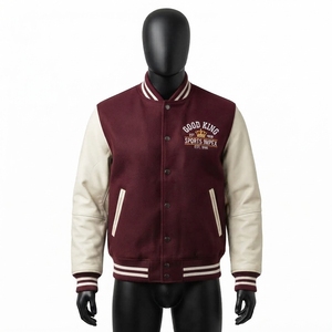 เสื้อแจ็คเก็ตเบสบอลแขนยาวหนังแท้สไตล์ Letterman Varsity ระบายอากาศได้ดีสำหรับผู้ชาย เหมาะสำหรับฤดูหนาว - Product Image 1