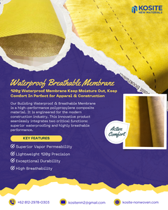 Membrana Impermeable de 120g que Evita la Humedad y Brinda Comodidad, Perfecta para Ropa y Construcción - Product Image 1