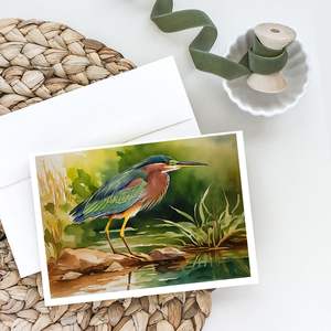 Lunatique A7 Taille 5x7 Green Heron Cartes vierges Pack de 8 avec enveloppes Green Heron Cartes de voeux - Product Image 2
