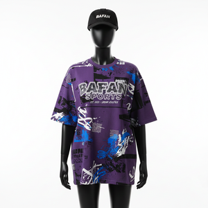 เสื้อยืดโอเวอร์ไซส์ผู้หญิง ผ้าโพลีเอสเตอร์ผสมสแปนเด็กซ์ คุณภาพพรีเมียม พิมพ์ลายแบบ Sublimation ทั่วตัว รับสกรีนโลโก้ เสื้อยืดโอเวอร์ไซส์ผู้หญิง ผ้าฝ้าย - Product Image 6