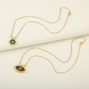 QIKU Collana Trendy in Rame Vero Smaltato Colorato con Zirconia Cubica, Ciondolo Occhio di Allah e Stella, per Migliori <span class=keywords><strong>Amici</strong></span>, per Uso Quotidiano, Vendita all'Ingrosso - Product Image 6