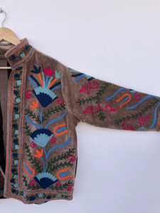 Wholesale <b>Reversible</b> Vintage Embroidered Floral Pattern Velvet Bomber <b>Jacket</b>-Eco-Friendly Windproof Breathable Unisex Winter - Product Image 3