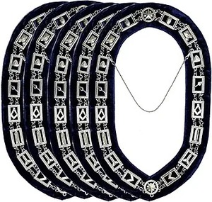 12 Pièces de Régalia Maçonnique Maître Maçon : Collier en Chaîne Métallique Argentée avec Support Bleu Antidérapant et Anneaux de Chaîne Métalliques - Product Image 6
