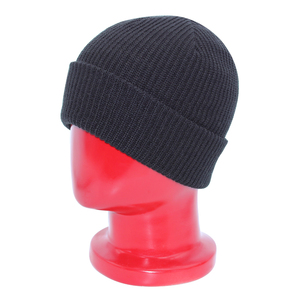 Gorro de Punto Acrílico Negro, Unisex, para Adultos, Cálido para Invierno, con Borde, Estilo Casual, Color Sólido, Tejido a Mano - Product Image 4