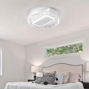 Ventilador de Techo Moderno de 20 Pulgadas con Luz LED, Sin Aspas, Control Remoto, Montaje Empotrado, Brillo Ajustable, Circulación de Aire, Blanco - Product Image 3