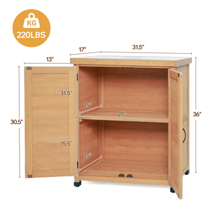 Outdoor Patio Potting Bench with Storage Cabinet and Metal Table Top <b>Work</b> <b>Station</b> Table - Product Image 5