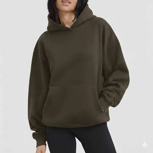 Sweat à capuche oversize pour femme, coupe ample, en polaire, décontracté, hiver, avec logo tissé sur le devant, streetwear élégant - Product Image 6