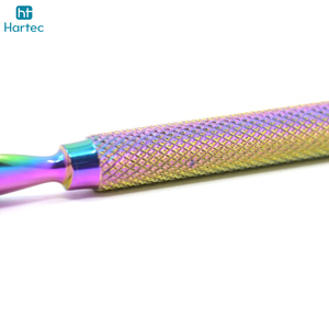 Newest Rainbow Coating High-Precision Dual-Ended Good Supplier With Textured Handle Professional Nail Cuticle Pusher <b>Tool</b> - Product Image 3