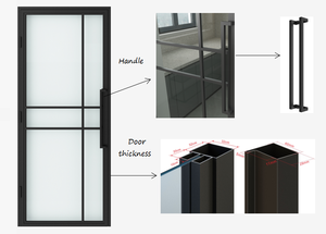 معدن داخلي مزدوج حديث فرنسي من الزجاج الشفاف للشقق المنزلية مع فولاذ أسود للاستخدام في الحمام - Product Image 6