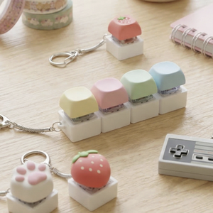 Custom Pastel Mechanical Keyboard Keycap Keychain Cute Keyring Bag Charm <b>Creative</b> Design PBT+PC Material Welcome <b>Gifts</b> - Product Image 2