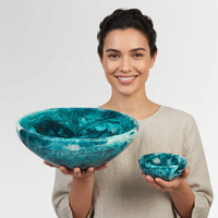 Bol de service à salade empilable classique en résine de qualité alimentaire, poli miroir, écologique, compatible lave-vaisselle, personnalisable pour les fêtes