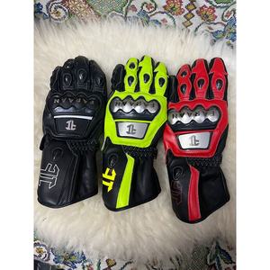 Gants de moto en cuir pour course, en stock, avec protection intégrale des poignets et des phalanges, pour la conduite sur circuit. - Product Image 1