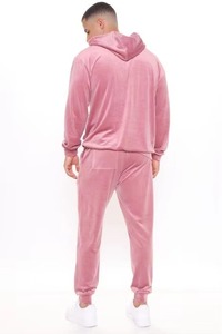 2027 Casual Oversized Custom <b>Velour</b> <b>Tracksuits</b> With Pullover Pink Hoodie Jacket and Jogger Velvet <b>Tracksuit</b> <b>Men</b> - Product Image 2