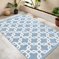 Hand Knotted Blue Rug, Ivory Geometric Rug, Modern Wool Area Rug, Soft Designer Carpet, Living Room Bedroom Rug, Custom Size