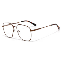 Lunettes carrées en acier inoxydable pour hommes 57 mm, montures optiques métalliques à double pont pour marque privée et vente en gros