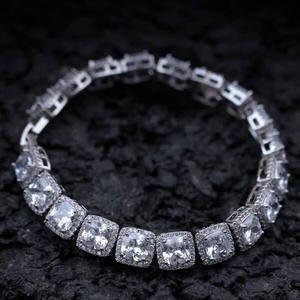 Pulsera de Lujo Iced Out con Diamantes Cultivados en Laboratorio, Cadena de Tenis con Halo, Eslabones Cuadrados Gruesos, Certificación IGI, Bling - Product Image 5