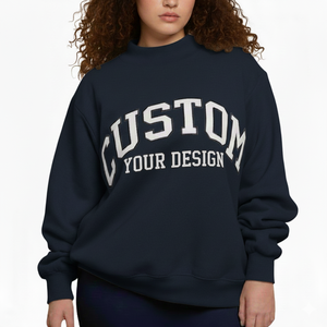 Hot Selling Women's <b>Pink</b> Custom University & <b>Collage</b> Name Embroidered Solid Drop Shoulder Oversized Crewneck Sweatshirts OEM - Product Image 3
