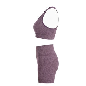 Ensemble de sport côtelé sans couture tendance pour femme – Tenue de fitness athlétique extensible deux pièces - Product Image 6