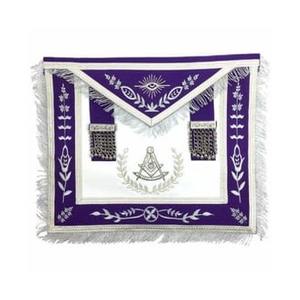 Delantal azul marino para Maestro Masón, con los Cuadrados y Pilares, flecos plateados, tipo de tela: cuero - Product Image 6