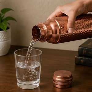 HASAN CRAFT Copper Water <b>Bottle</b> Hammered Finish <b>Vintage</b> Design Eco-Friendly Portable Travel Drinkware Lid for Office Home Use - Product Image 3