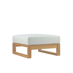 Modern Eco-Friendly Durable Rillo Wooden <b>Ottoman</b> with White Fabric Seat Victorian Style Foot <b>Stool</b> for Living Room Furniture - Product Image 6