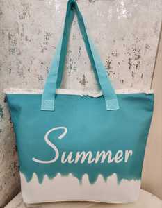 <b>Large</b> <b>Canvas</b> Tote <b>Bag</b> Summer Letter Print Shoulder Handbag Fringe Beach Shopping Travel <b>Bag</b> - Product Image 2