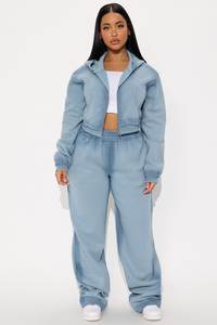 Survêtements pour femmes, vêtements de rue d'hiver, ensemble 2 pièces, léger, respirant, tissu en molleton 100% coton - Product Image 2