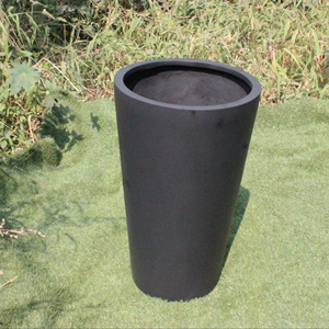 Pot de fleurs rond en fibre de verre KNT FRP, fait main et sculpté à la main, style ferme classique, avec trou de drainage, robuste et léger, pour le sol - Product Image 1