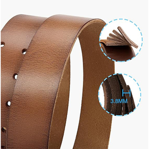 Cinturón de Cuero Genuino Reversible Marrón Cognac de 3.5cm de Ancho con Hebilla de Acero, Ajuste Personalizado, Casual, Formal, Alta Resistencia, Impermeable - Product Image 4