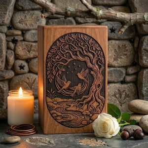 Tree of Life Wooden Cremation Urn for Human & Pet Ashes Engraved Rosewood <b>Memorial</b> <b>Box</b> American Style Eco-Friendly Durable - Product Image 3