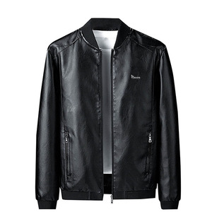 Veste de motard en cuir PU noir pour homme Relevo, coupe ajustée, col rabattu, fermeture éclair, longueur normale, style sportswear - Product Image 4