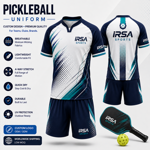 IRSA SPORTS Men's Sublimated Pickleball Jersey Set V-Neck Short Sleeve Moisture Wicking <b>Athletic</b> Uniforms - Product Image 5