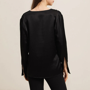 Camisas de Seda para Mujer, Charmeuse, Manga Larga, Estilo Vintage, Semi Formal, Casual |   Camisa de charmeuse 100% seda para mujer - Product Image 2