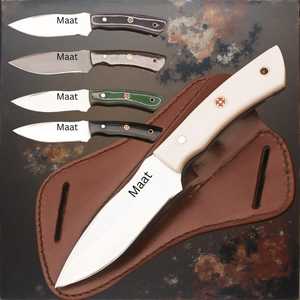 Cuchillo de caza de hoja fija hecho a mano de grado industrial UA Supplies, 8 pulgadas, mango de madera de espiga completa, funda de cuero incluida, OEM - Product Image 4
