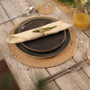 Ensemble de 6 sets de table en jute naturel, rondes de 13 pouces, tressées en rotin, pour une décoration de table bohème et rustique - Product Image 4