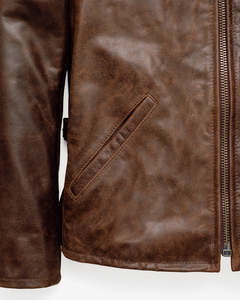 Veste en cuir véritable marron pour homme avec col en fausse fourrure, col rabattable, coupe classique, coupe-vent, style décontracté d'hiver - Product Image 3